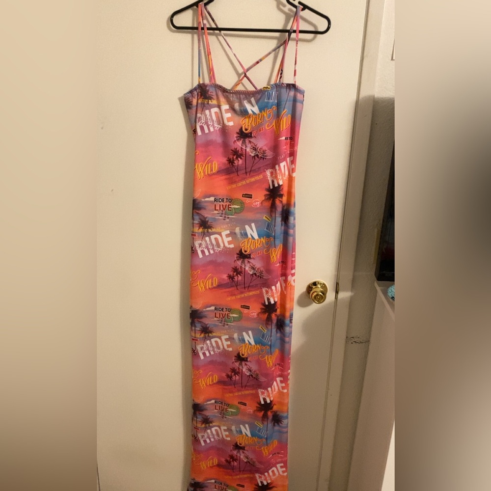 Fashion Nova Pink and Orange Maxi Dress